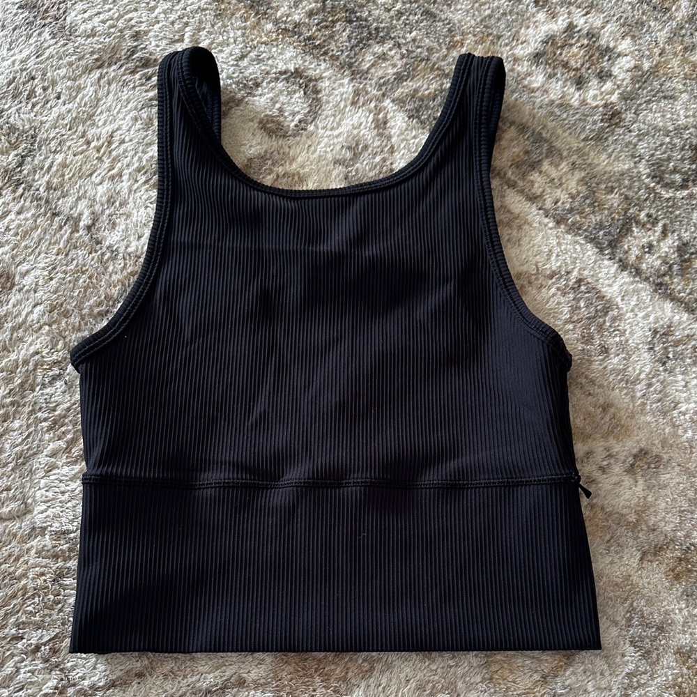 Lululemon Black Ribbed V-Neck Crop Top